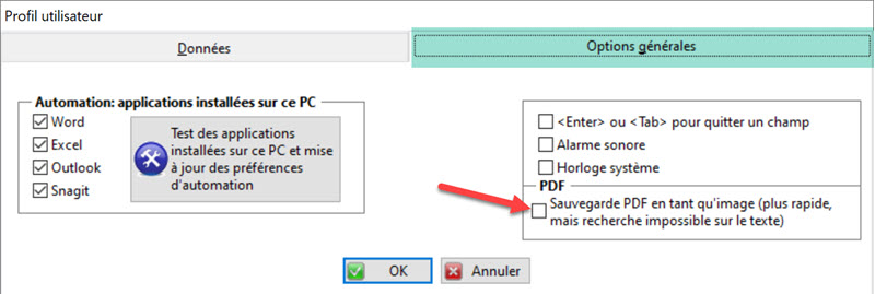 Suavegarde du PDF en tant que texte